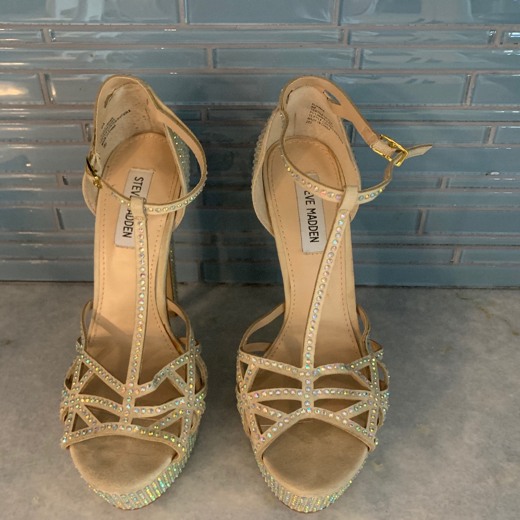 Tan Rhinestone Avory Steve Madden Stilettos